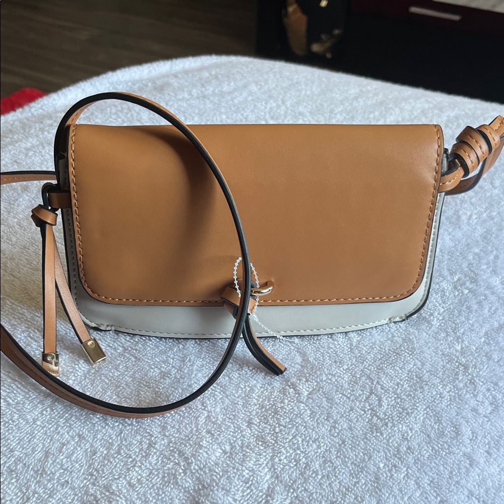 Zara Tan and Cream Crossbody Bag